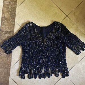 Navy Sequin Women's Blouse